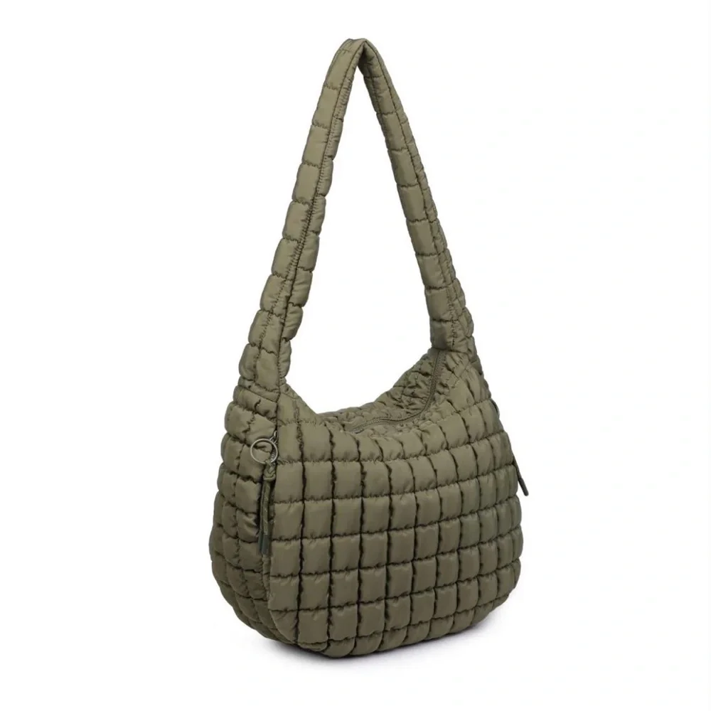 Urban Expressions Tamsin Quilted Puffer Tote Bag Green - Picture 2 of 7
